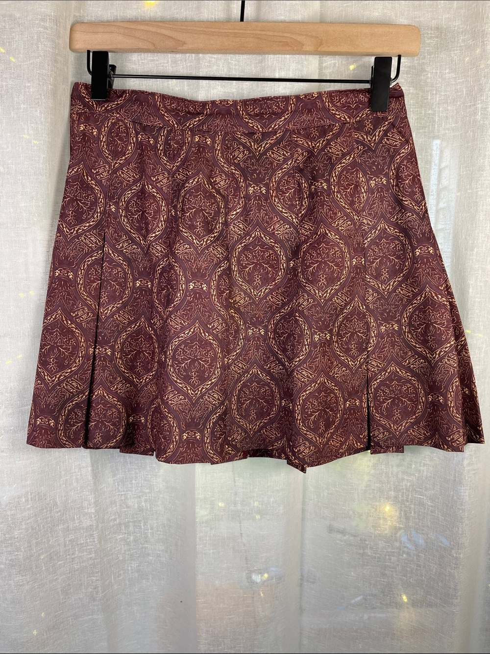 Women's Maroon Paisley Flared Skater Tennis Skirt